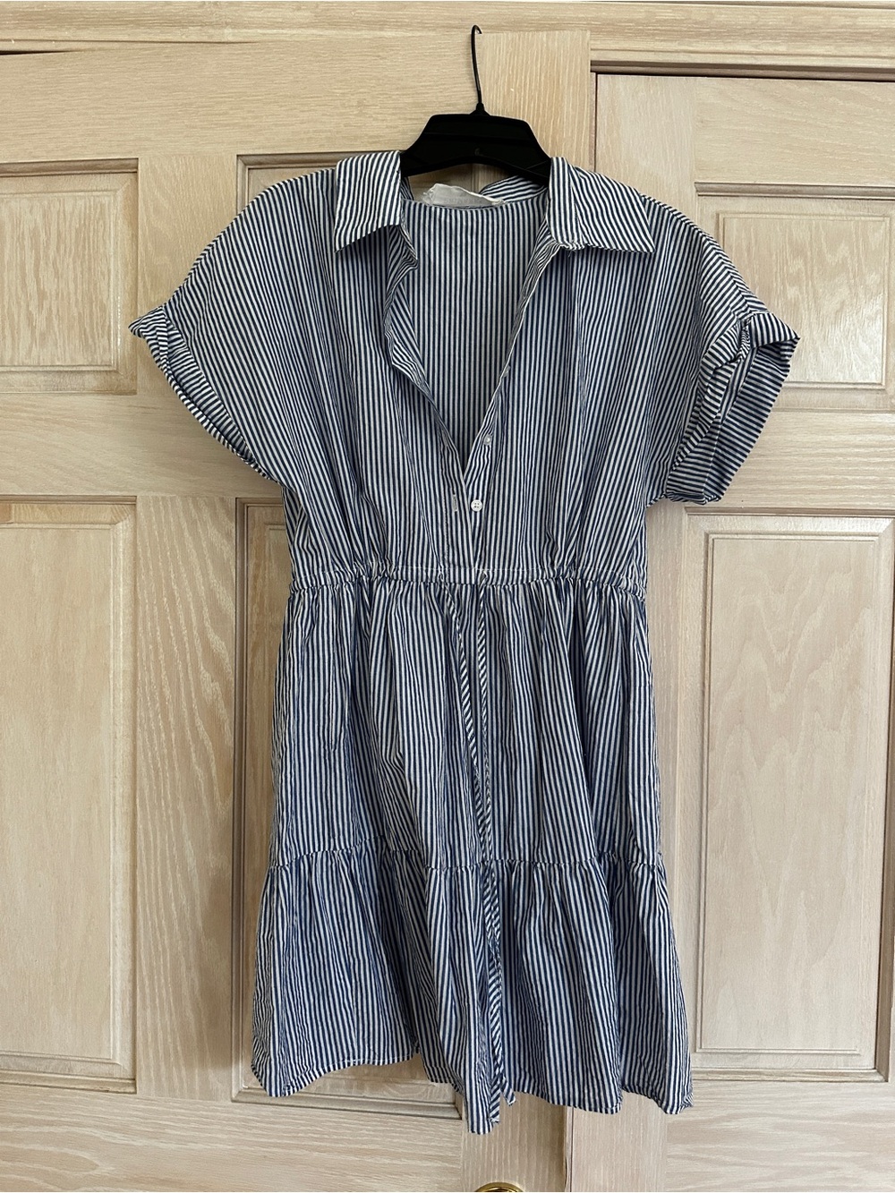 Primark - Striped Button-Front Short Sleeve Dress